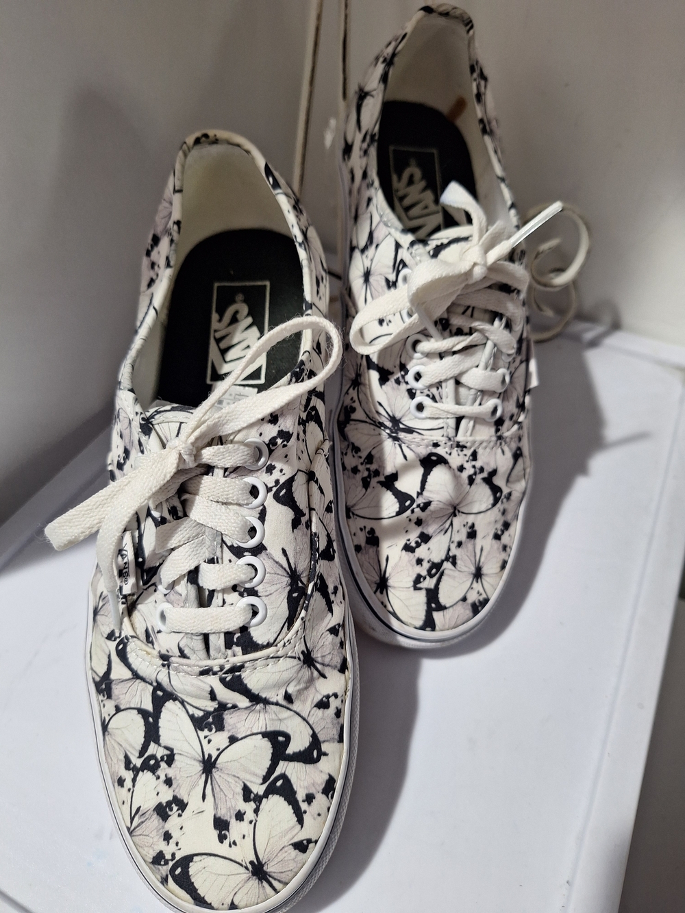 Vans Butterfly Print Canvas Sneakers - White & Black